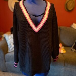 Express Black Sweater with Pink Trim
